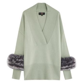 K LS SHEARLING CUFF V TUNIC by DOM GOOR