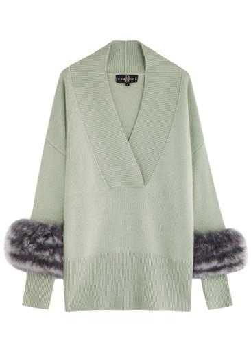 Shearling-trimmed wool-blend jumper by DOM GOOR
