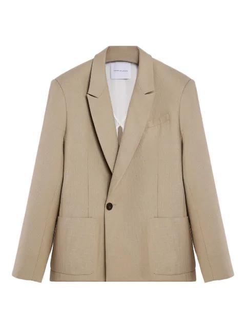double-breasted patch-pocket jacket by DOMAINE DES ARTISTES