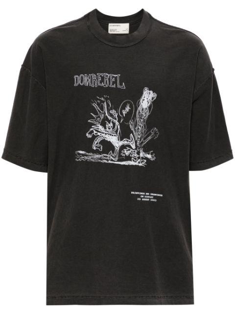 Comic Kick graphic-print cotton T-shirt by DOMREBEL