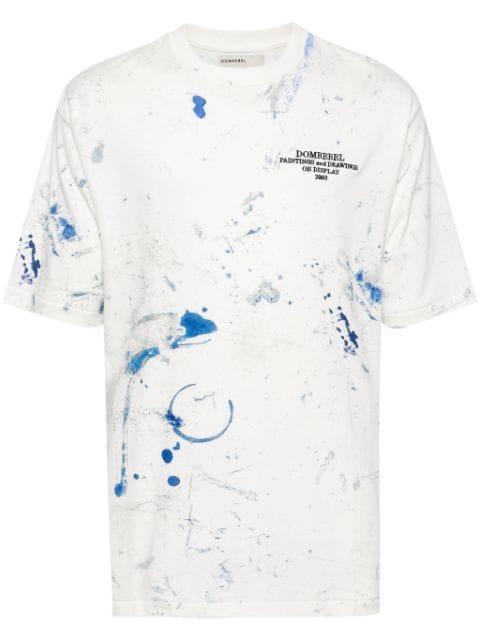 Rag paint-detail logo-embroidered T-shirt by DOMREBEL
