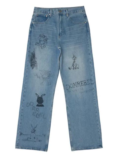 graphic-print straight-leg trousers by DOMREBEL