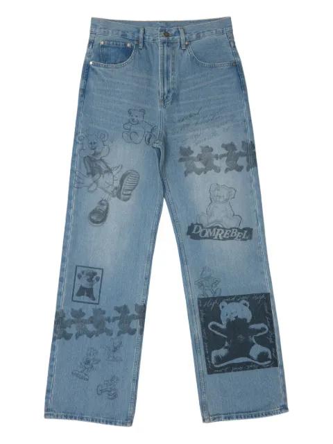 graphic-print wide-leg jeans by DOMREBEL
