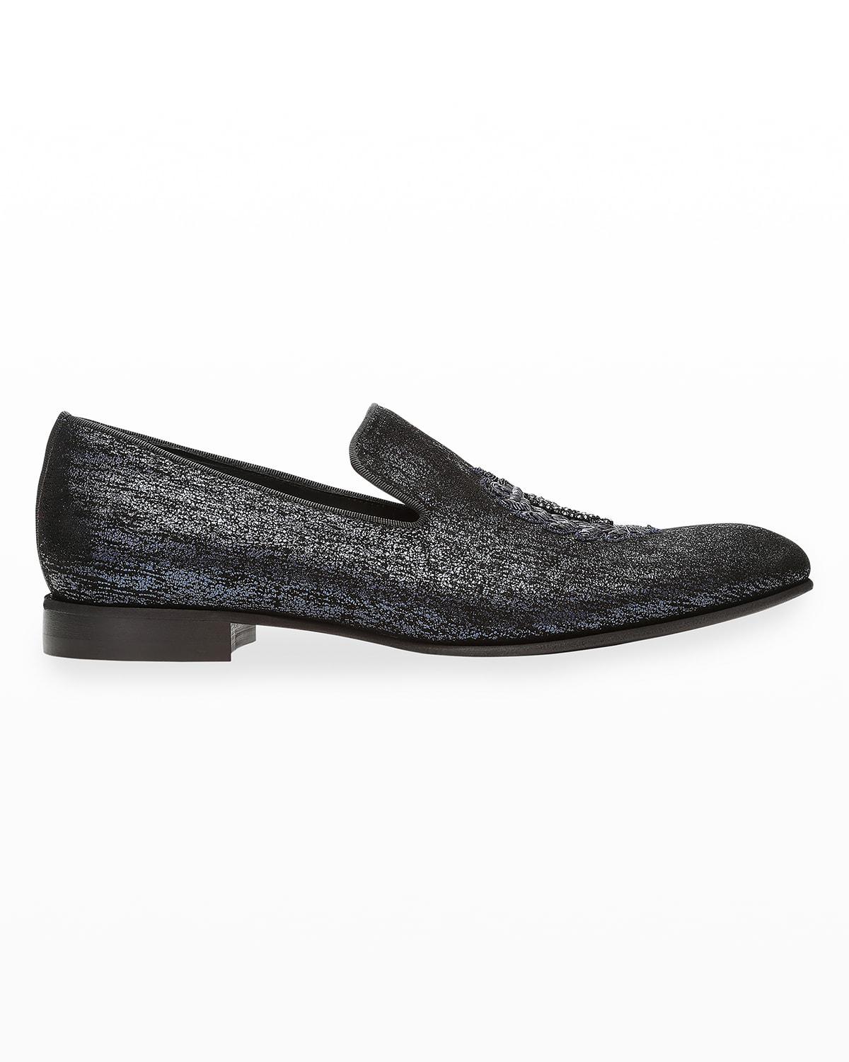 Men's Spencer Distressed Metallic Skull Loafers by DONALD PLINER