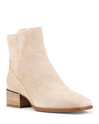 Women's Croc Embossed Trim Block Heel Booties by DONALD PLINER