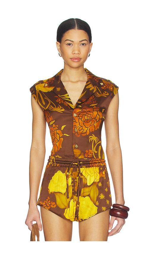 Donde Esteban Veranera Cropped Shirt in Brown by DONDE ESTEBAN