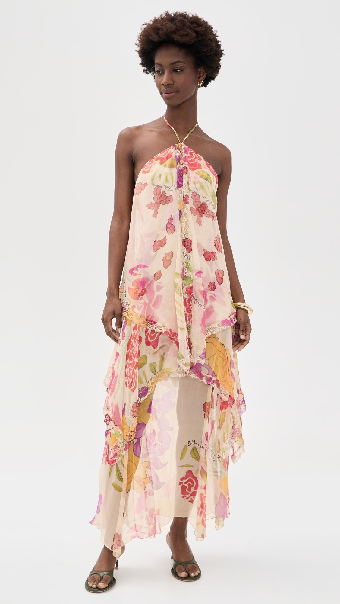 Flores Long Halter Dress by DONDE ESTEBAN