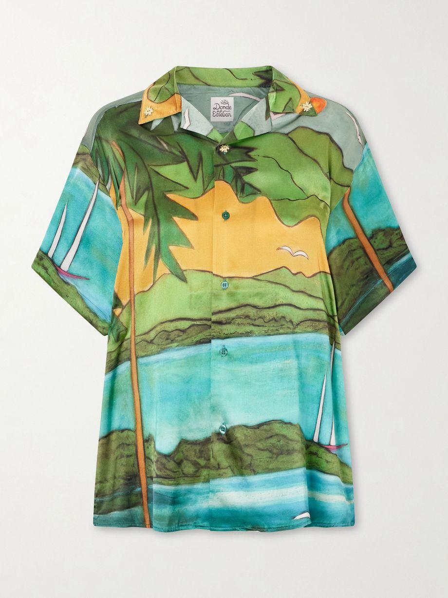 Magdalena printed silk-blend satin shirt by DONDE ESTEBAN