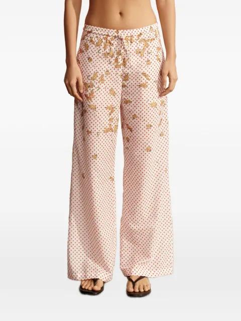 bird-print polka-dot trousers by DONDE ESTEBAN
