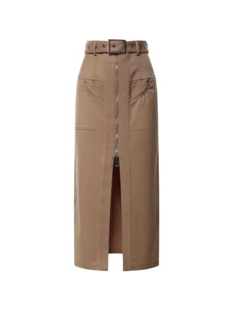 belted zip-up long skirt by DONDUP