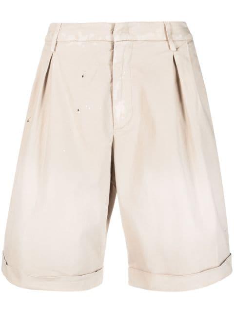 box-pleat cotton chino shorts by DONDUP