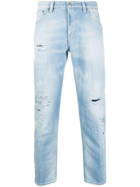 distressed light-wash jeans by DONDUP