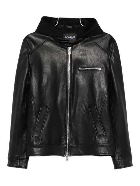hoodied leather jacket by DONDUP