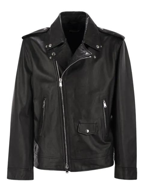 leather biker jacket by DONDUP