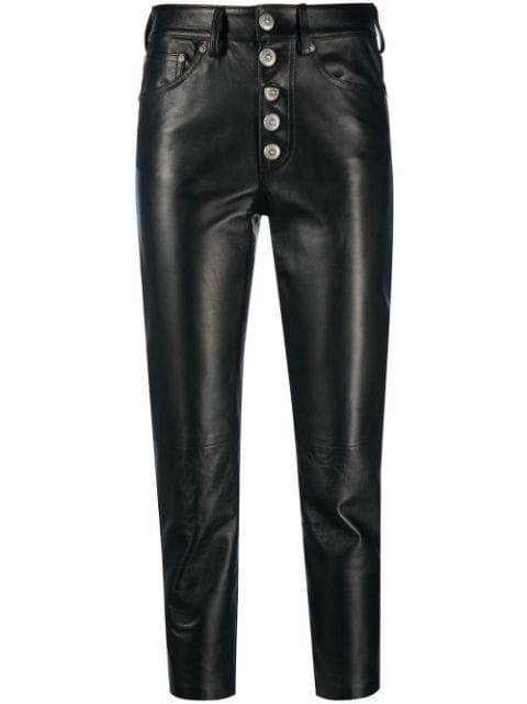 leather high-waisted cropped trousers by DONDUP