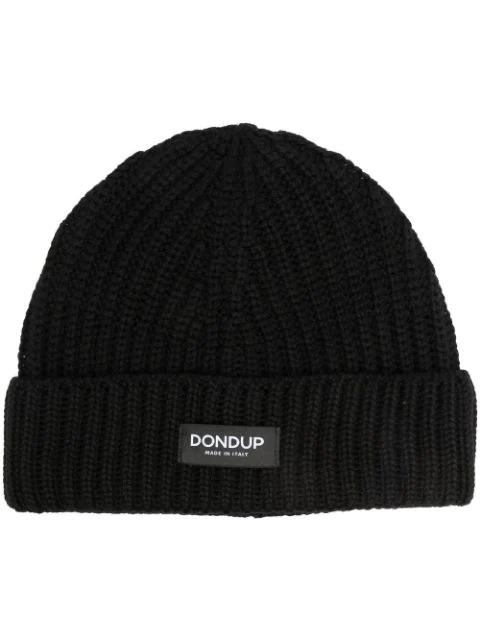 logo-patch ribbed-knit beanie by DONDUP