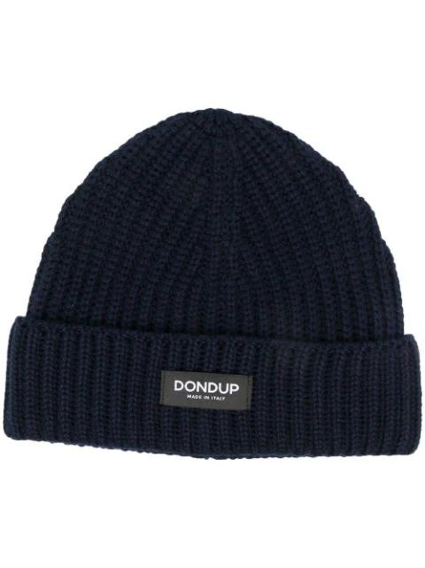 logo-patch ribbed-knit beanie by DONDUP