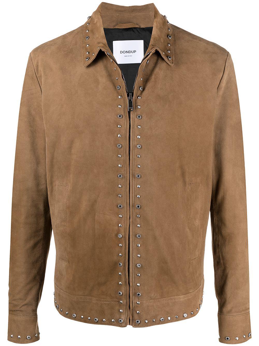 stud-embellished zip-up suede jacket by DONDUP