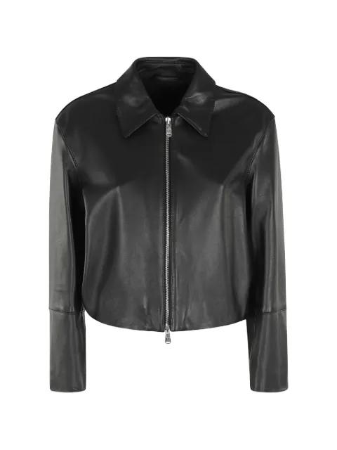 zip-up leather jacket by DONDUP