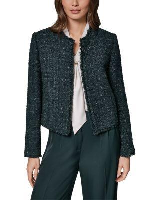 Fringe Trim Open Front Jacket by DONNA KARAN NEW YORK