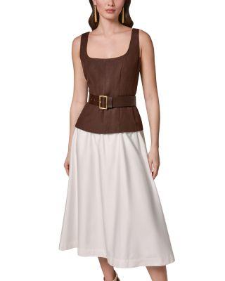 Mixed Media Belted Midi Dress by DONNA KARAN NEW YORK