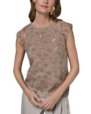 Sequin Overlay Top by DONNA KARAN NEW YORK