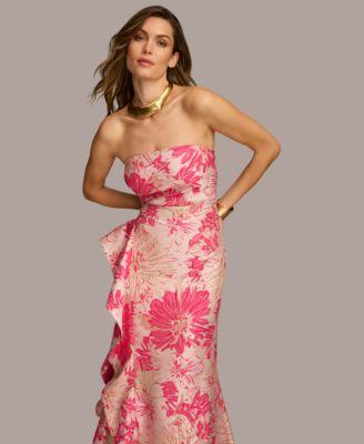 Women's Floral-Jacquard Strapless Gown by DONNA KARAN NEW YORK