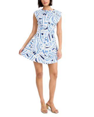 Extended Shoulder Mini Fit and Flare Dress by DONNA MORGAN