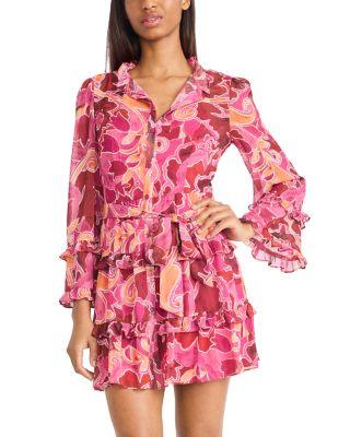 Floral Ruffle Tiered Button Front Dress by DONNA MORGAN