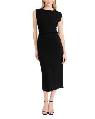 Midi Dress with Strong Shoulders by DONNA MORGAN