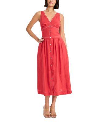 Sleeveless V Neck Midi Dress by DONNA MORGAN