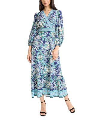 V Neck Balloon Sleeve Dress by DONNA MORGAN