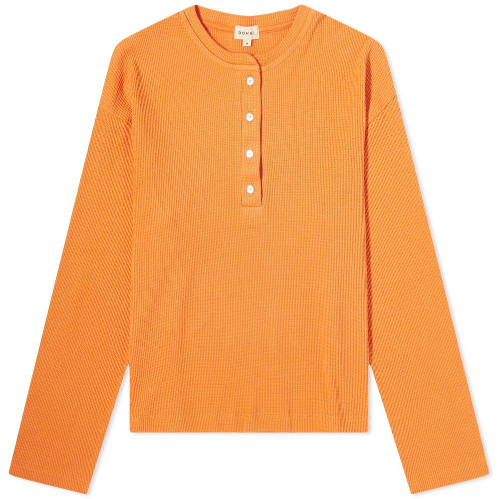DONNI. Long Sleeve Thermal Henley T-Shirt by DONNI.