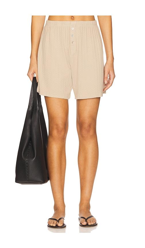 DONNI. Pointelle Boxer Short in Beige by DONNI.