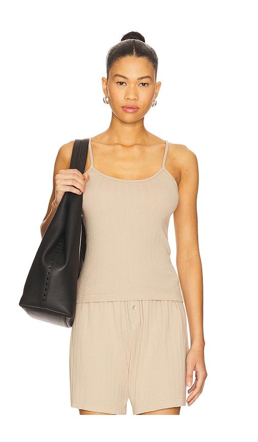DONNI. Pointelle Cami Tank Top in Beige by DONNI.