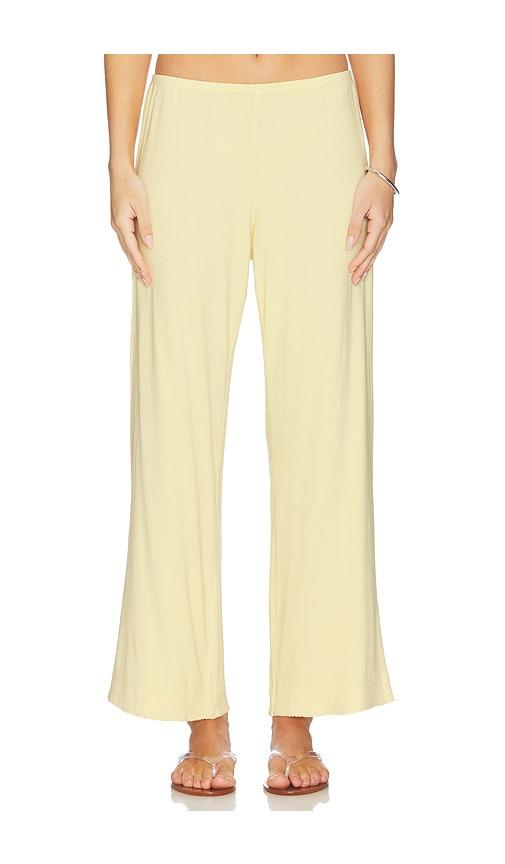 DONNI. The Baby Rib Scallop Pant in Lemon by DONNI.