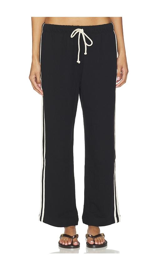 DONNI. The Eco-Terry Stripe Crop Pant in Black by DONNI.