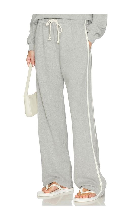 DONNI. The Eco-Terry Stripe Crop Pant in Light Grey by DONNI.