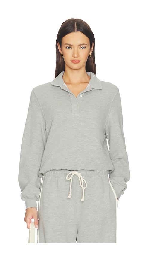DONNI. The Eco-terry Polo Sweatshirt in Light Grey by DONNI.
