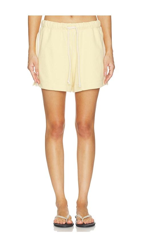 DONNI. The Eco-terry Stripe Short in Lemon by DONNI.