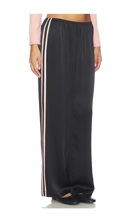 DONNI. The Silk Stripe Simple Pant in Black,Pink by DONNI.