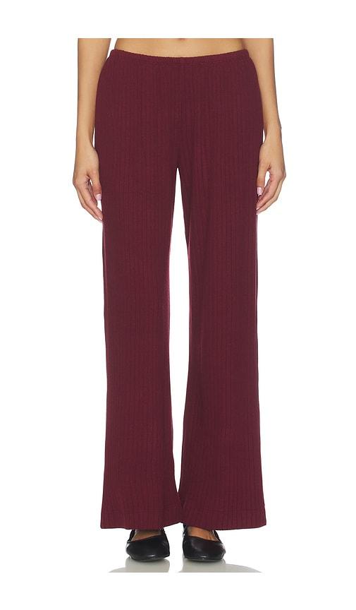 DONNI. The Sweater Rib Simple Pant in Burgundy by DONNI.
