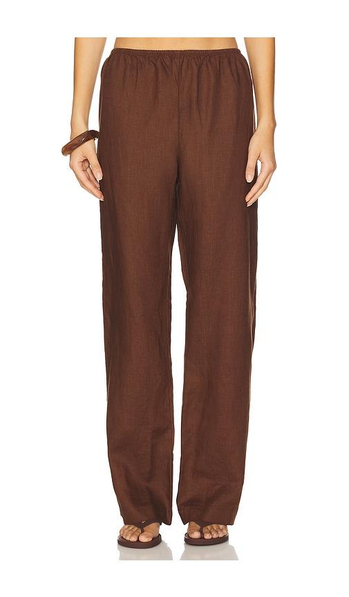 DONNI. x REVOLVE The Linen Simple Pant in Chocolate by DONNI. DONNI. x REVOLVE The Linen Simple Pant in Chocolate by DONNI.