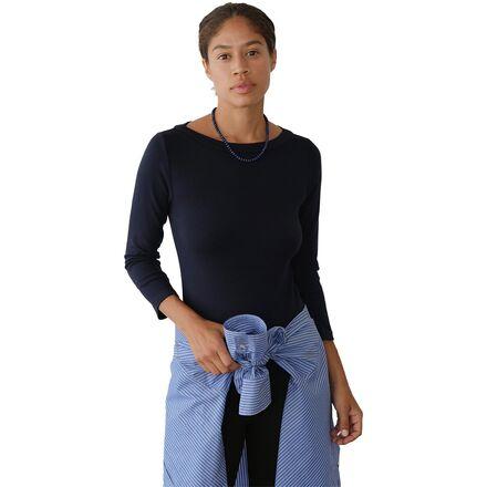 The Baby Rib Boat Neck Long-Sleeve Top by DONNI