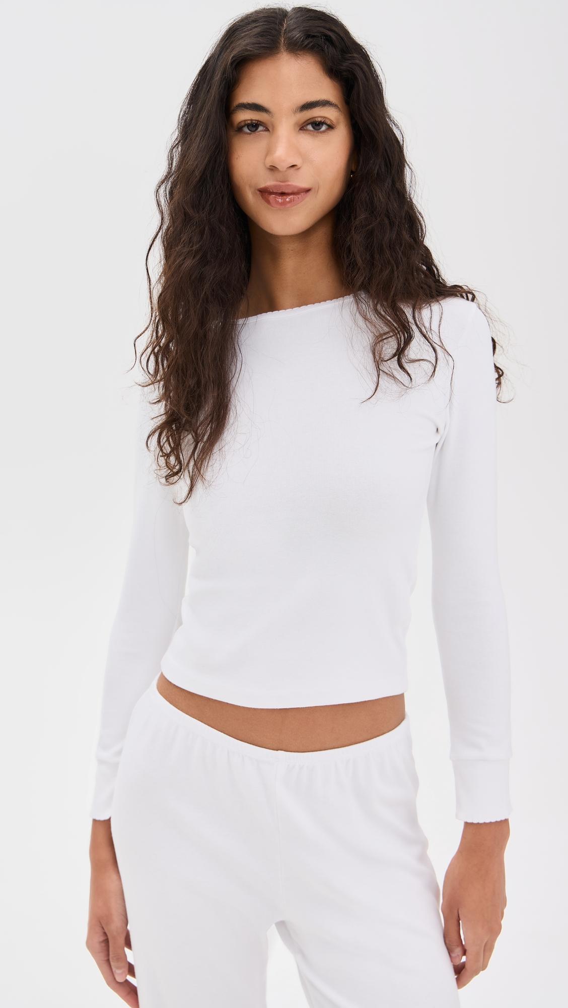 The Baby Rib Scallop Long Sleeve by DONNI.
