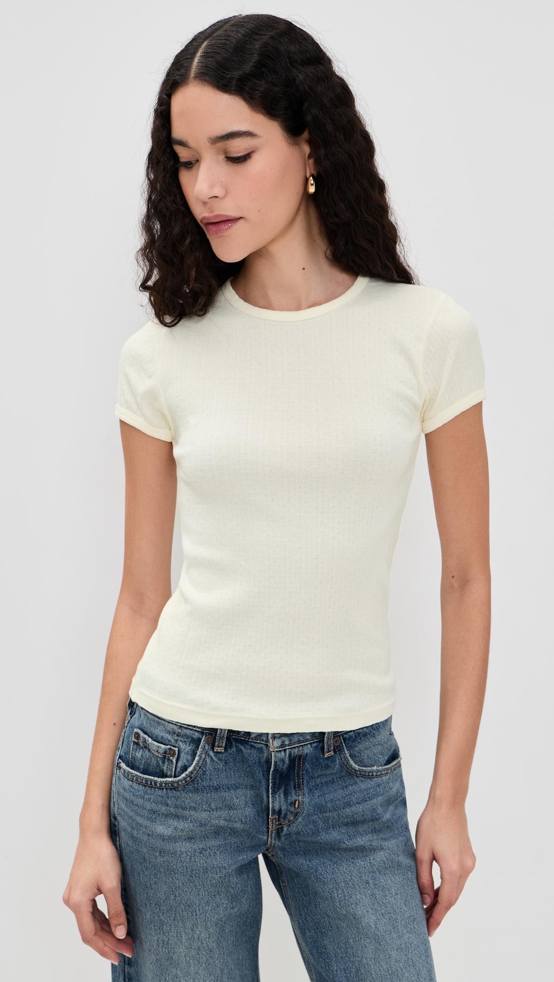The Pointelle Baby Tee by DONNI.
