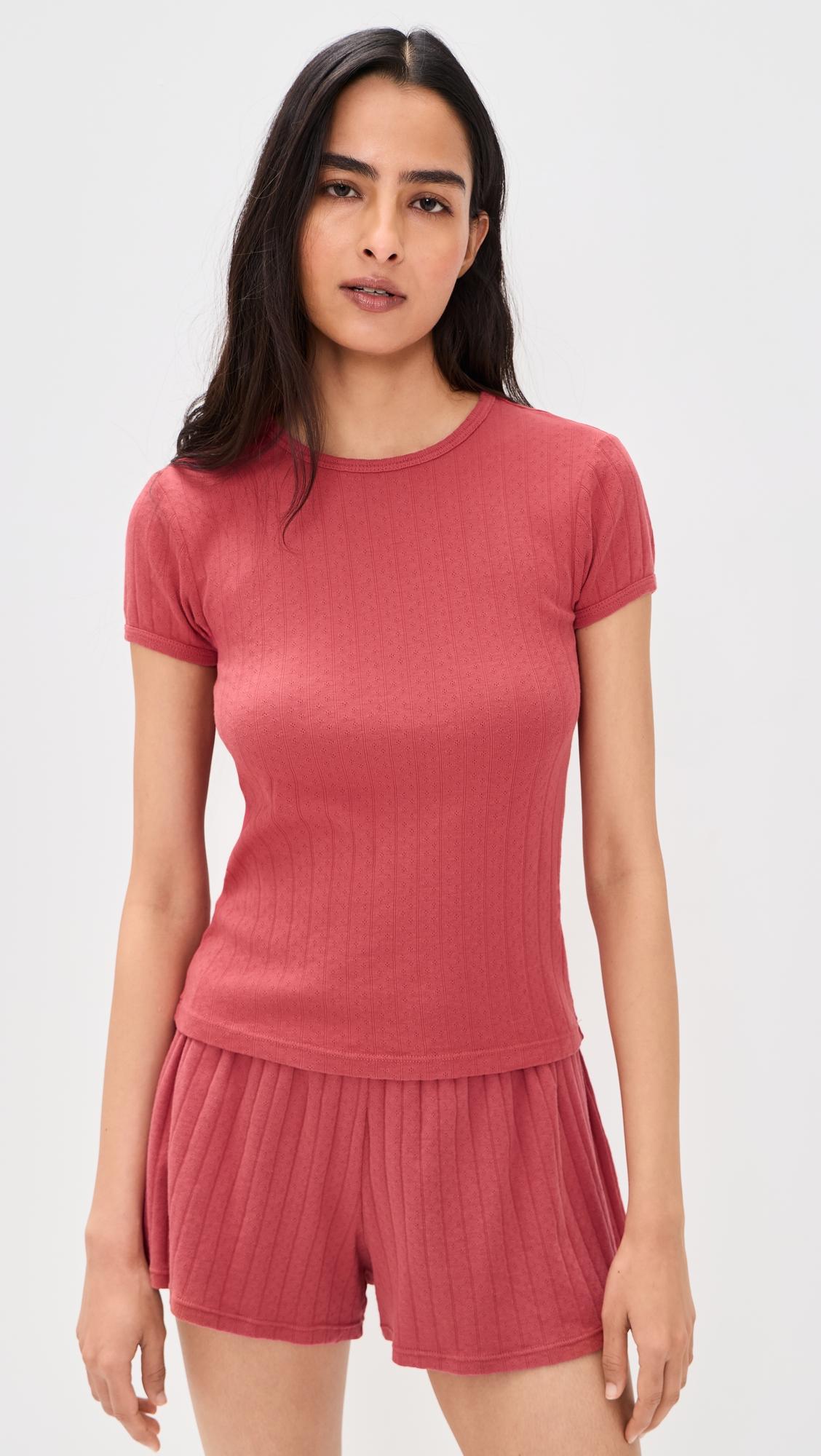 The Pointelle Baby Tee by DONNI.