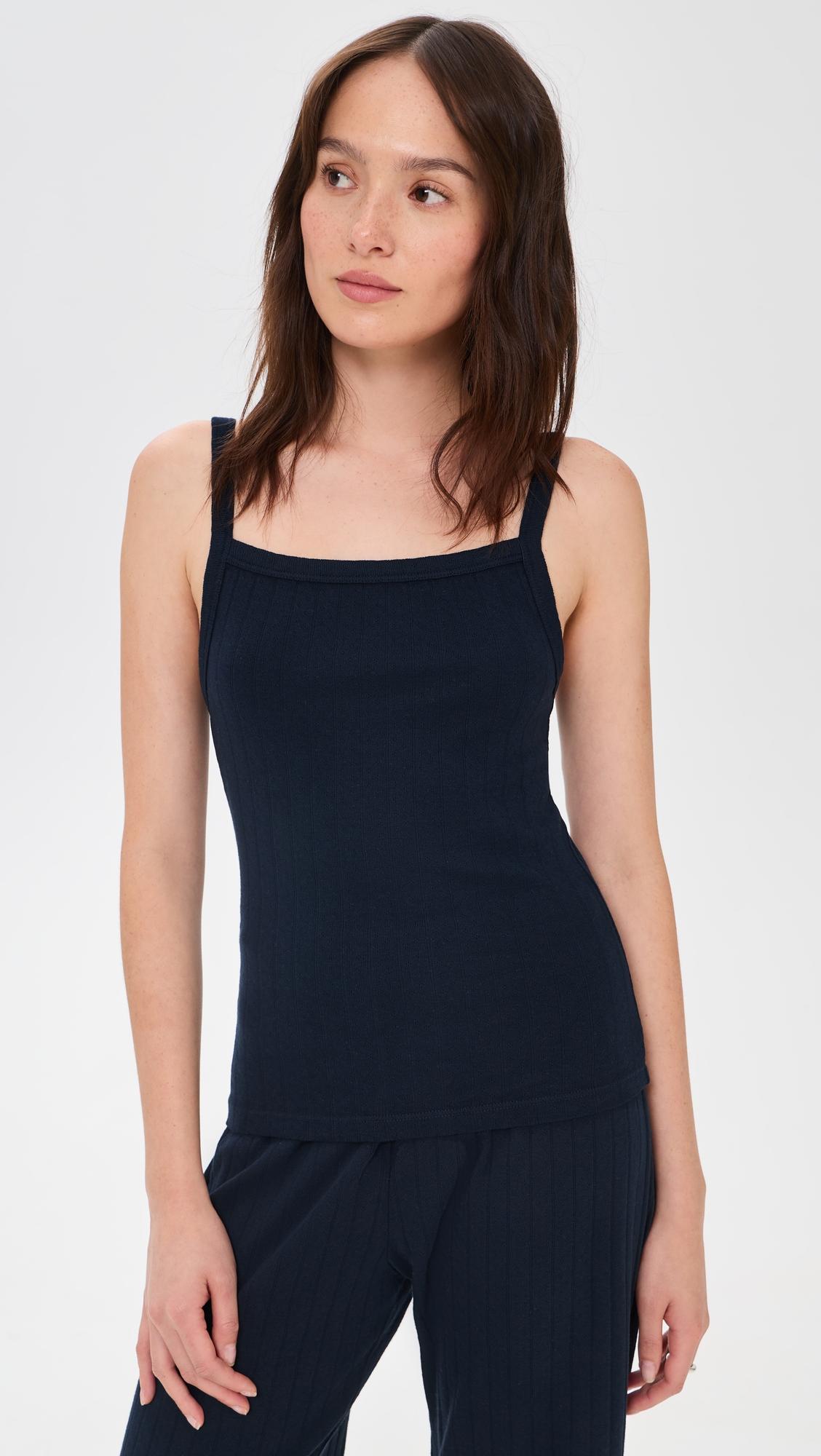 The Pointelle Square Neck Tank Top by DONNI.