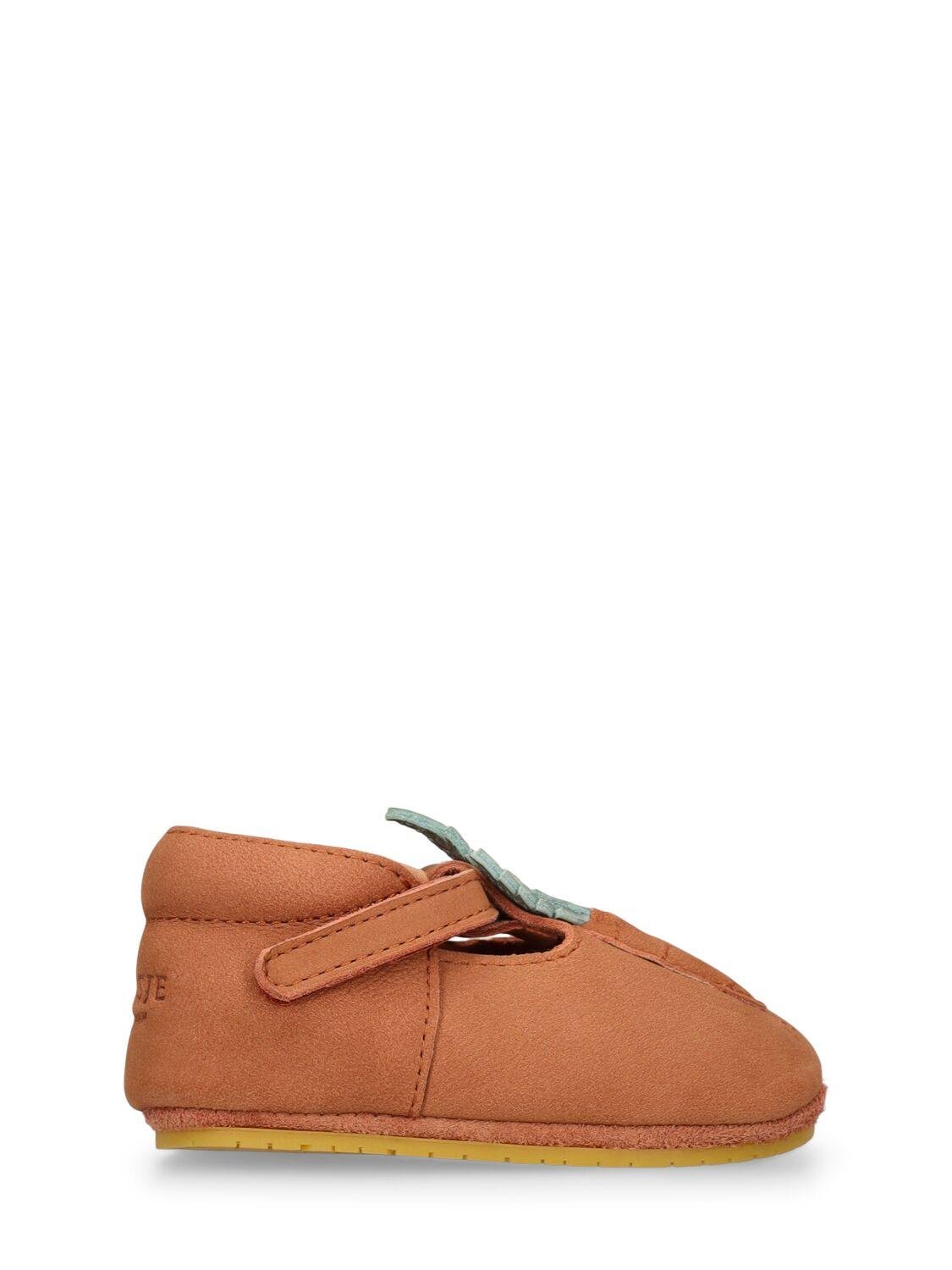 Carrot Leather Pre-walker Shoes by DONSJE