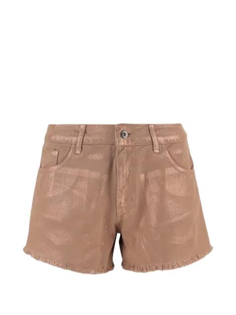 Iridescent frayed denim shorts by DON'T @ ME